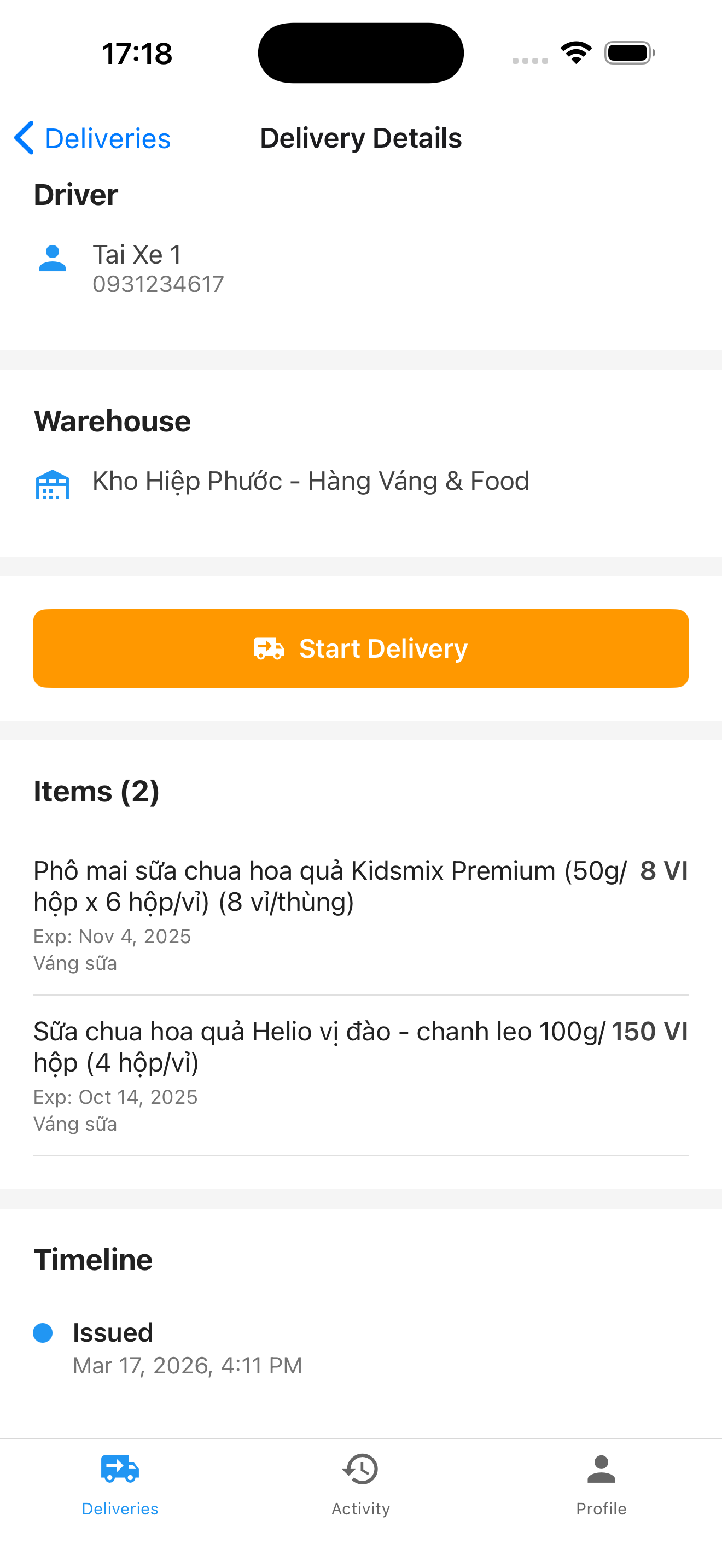 Chi tiết đơn giao hàng